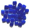 30 11mm Marble Sapphire & White Flat Puffed Square Beads